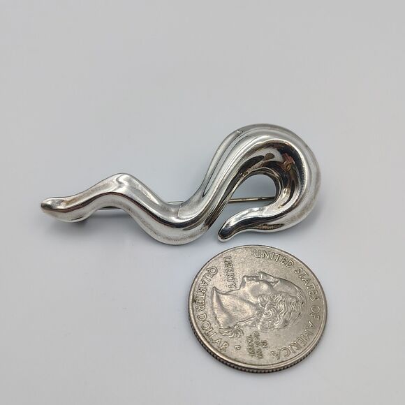 Robert Lee Morris RLM Sterling Silver 925 Modernist Swirl Squiggle Brooch Pin - Picture 11 of 11